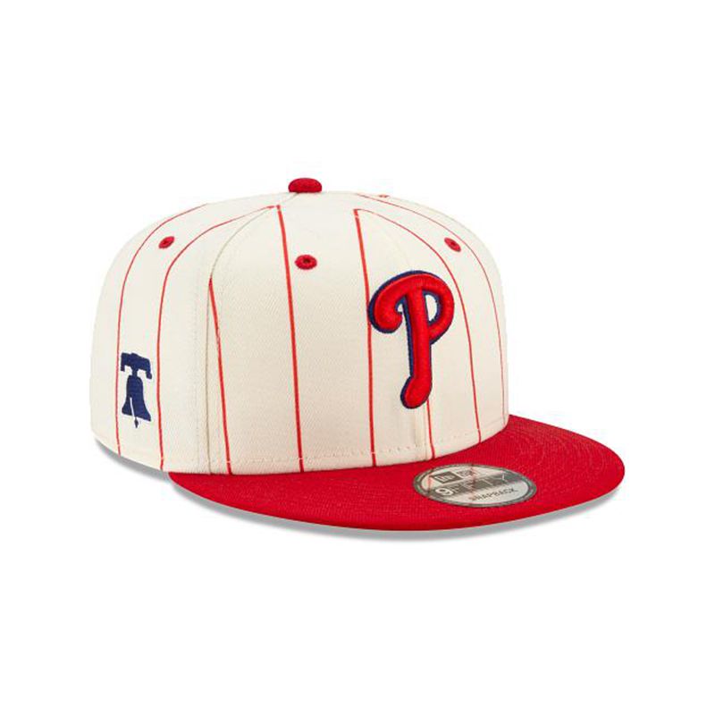 MLB Philadelphia Phillies Pinstripe 9Fifty Snapback (KRK0099) - White New Era Caps